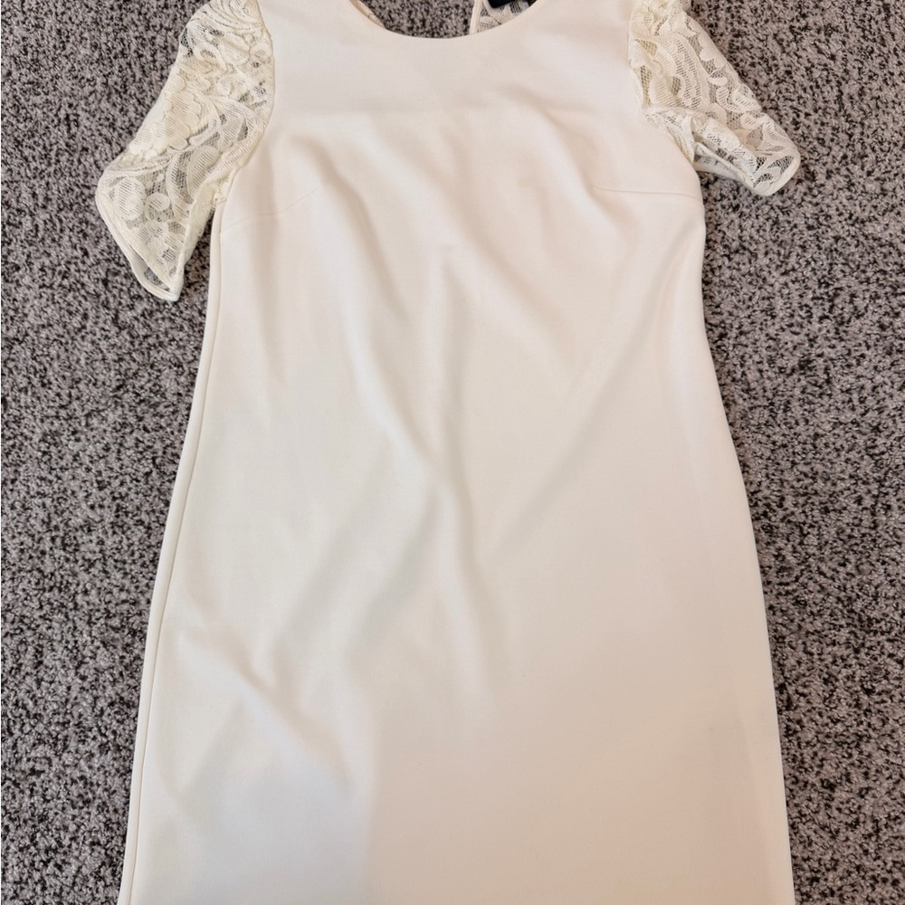 Cynthia Steffe Cream Lace Sleeve Mini Dress
